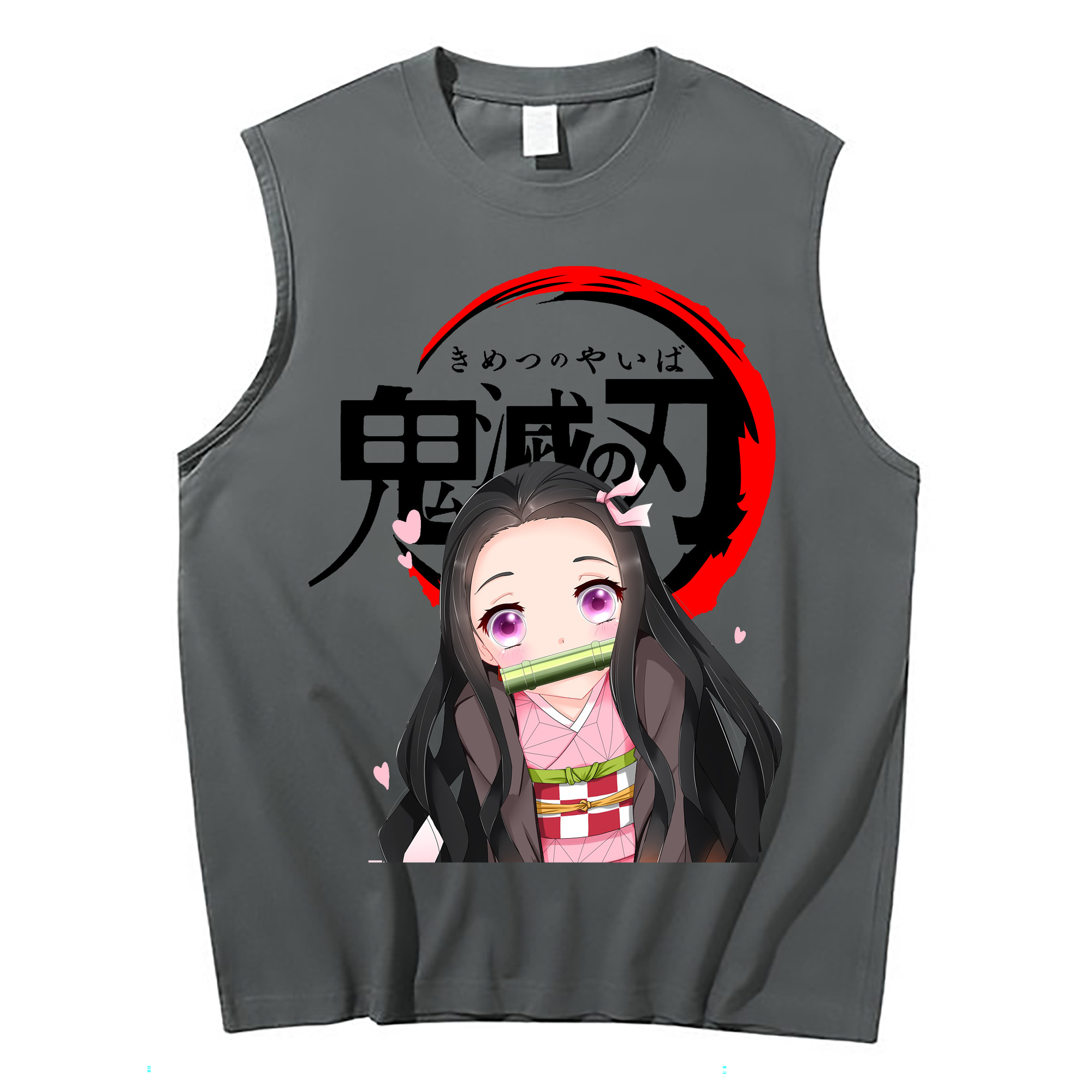 （画像用） 鬼滅の刃（きめつのやいば）竈門 禰󠄀豆子／かまど ねずこ Kamado Nezuko コットン100％タンクトップ（フロントプリント）